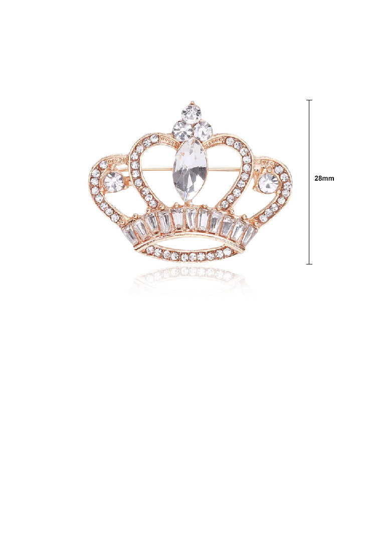 Fashion Personality Plated Gold Hollow Crown Brooch with Cubic Zirconia - Luxurious Look