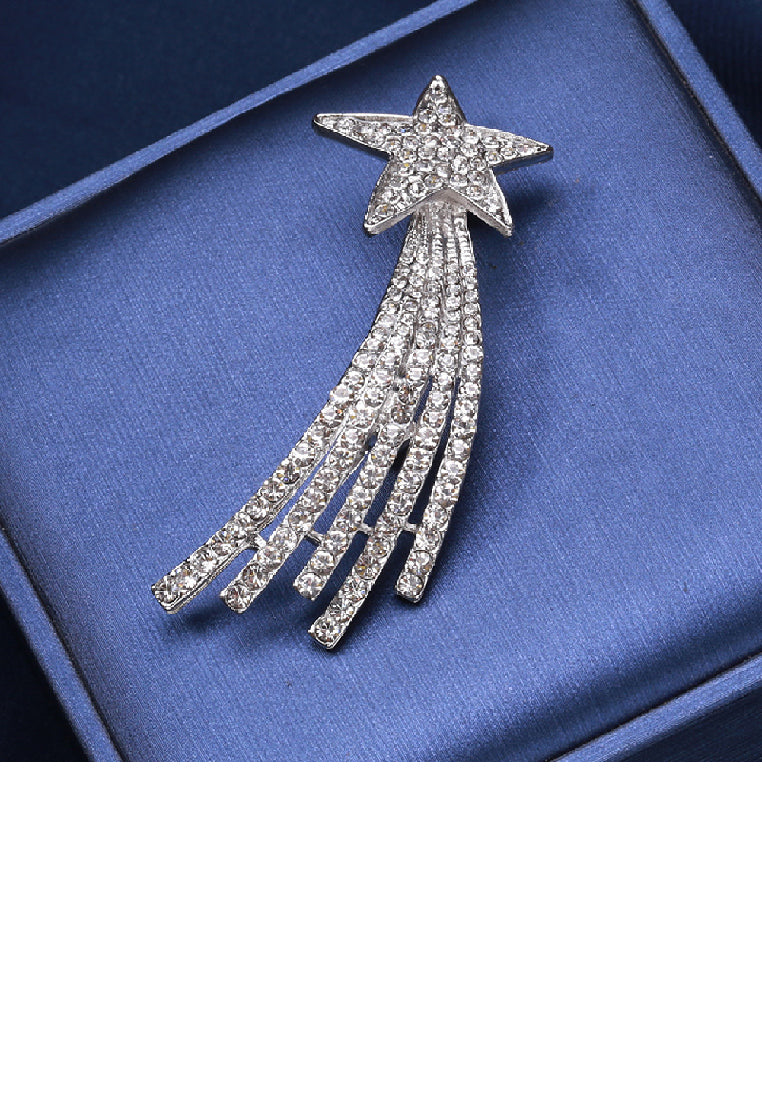 Fashion Bright Star Brooch with Cubic Zirconia - Luxurious Look