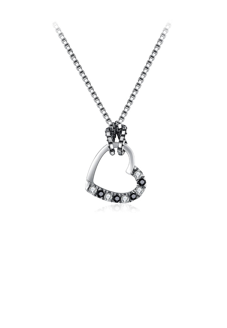 925 Sterling Silver Sweet Heart Pendant with Austrian Element Crystal and Necklace
