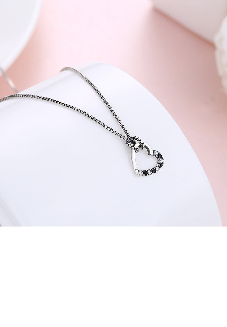 925 Sterling Silver Sweet Heart Pendant with Austrian Element Crystal and Necklace