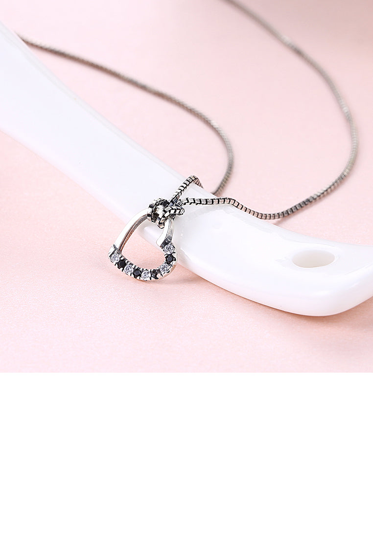 925 Sterling Silver Sweet Heart Pendant with Austrian Element Crystal and Necklace