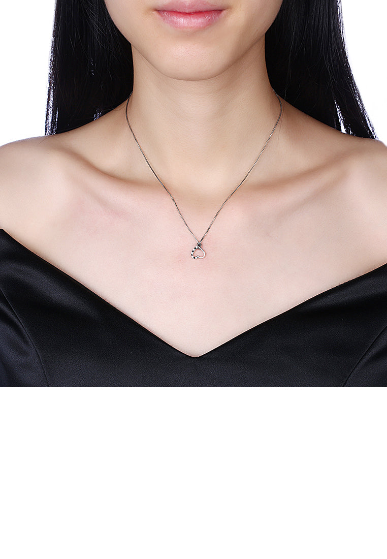 925 Sterling Silver Sweet Heart Pendant with Austrian Element Crystal and Necklace