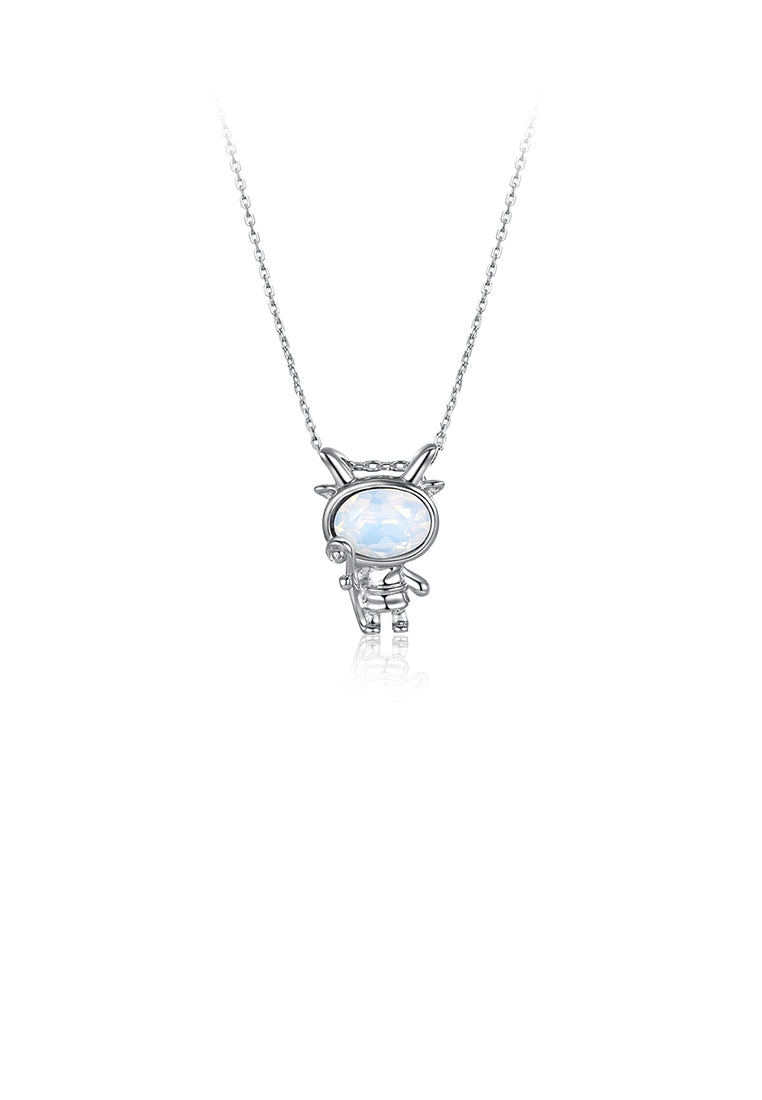 925 Sterling Silver Fashion Capricorn Pendant with Austrian Element Crystal and Necklace