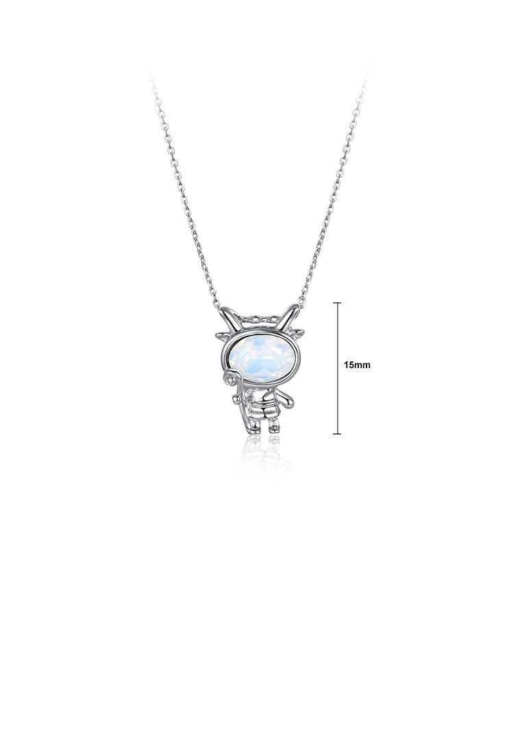 925 Sterling Silver Fashion Capricorn Pendant with Austrian Element Crystal and Necklace