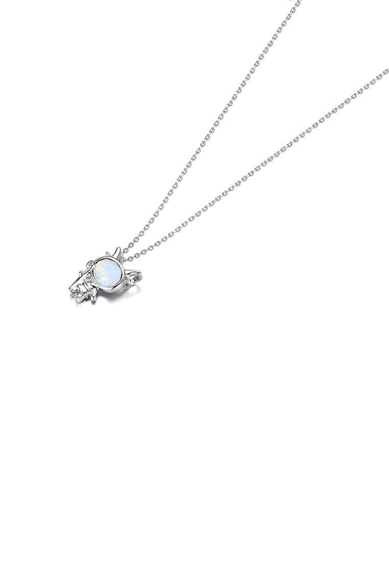 925 Sterling Silver Fashion Capricorn Pendant with Austrian Element Crystal and Necklace
