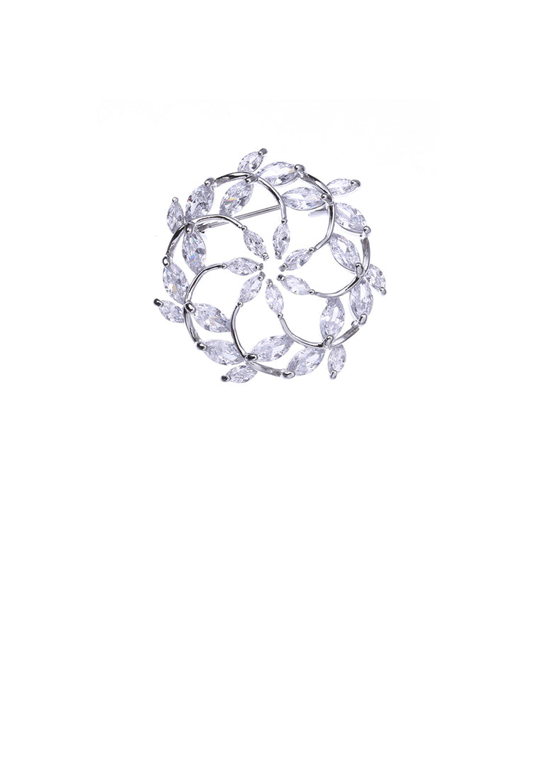 Simple and Fashion Rosette Brooch with Cubic Zirconia - Luxurious Look