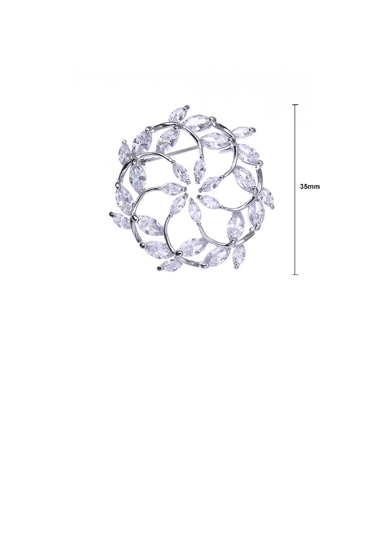 Simple and Fashion Rosette Brooch with Cubic Zirconia - Luxurious Look