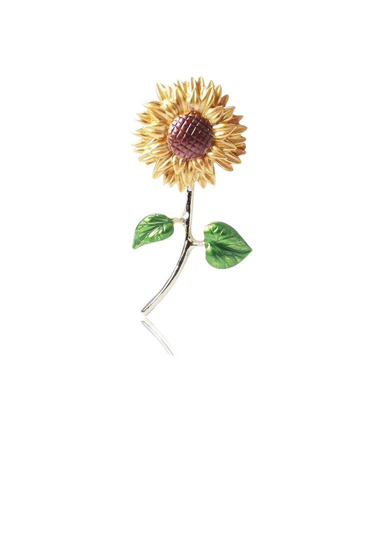 Fashion Temperament Plated Gold Sunflower Brooch