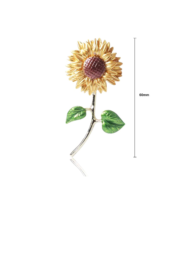 Fashion Temperament Plated Gold Sunflower Brooch