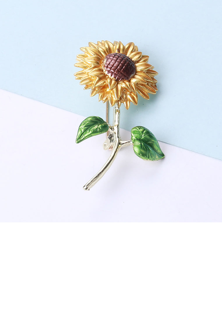 Fashion Temperament Plated Gold Sunflower Brooch