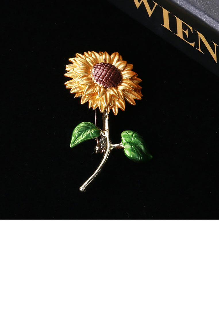 Fashion Temperament Plated Gold Sunflower Brooch