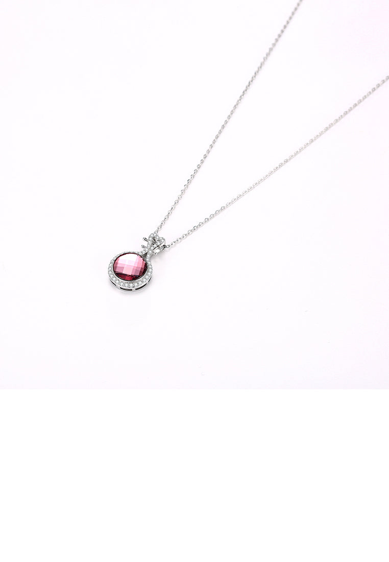 925 Sterling Silver Elegant Fashion Chinese Lute Pendant Necklace with Red Austrian Element Crystal - Vibrant Color