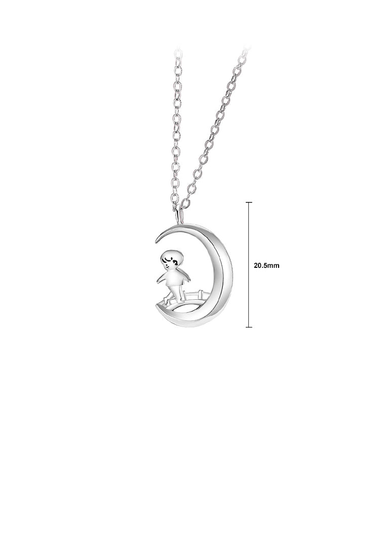 925 Sterling Silver Creative Romantic Magpie Bridge Moon Pendant with Couple Necklace For Men