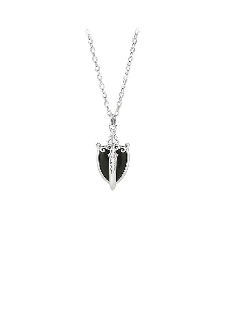 925 Sterling Silver Fashion and Creative Enamel Shield Knight Pendant with Necklace