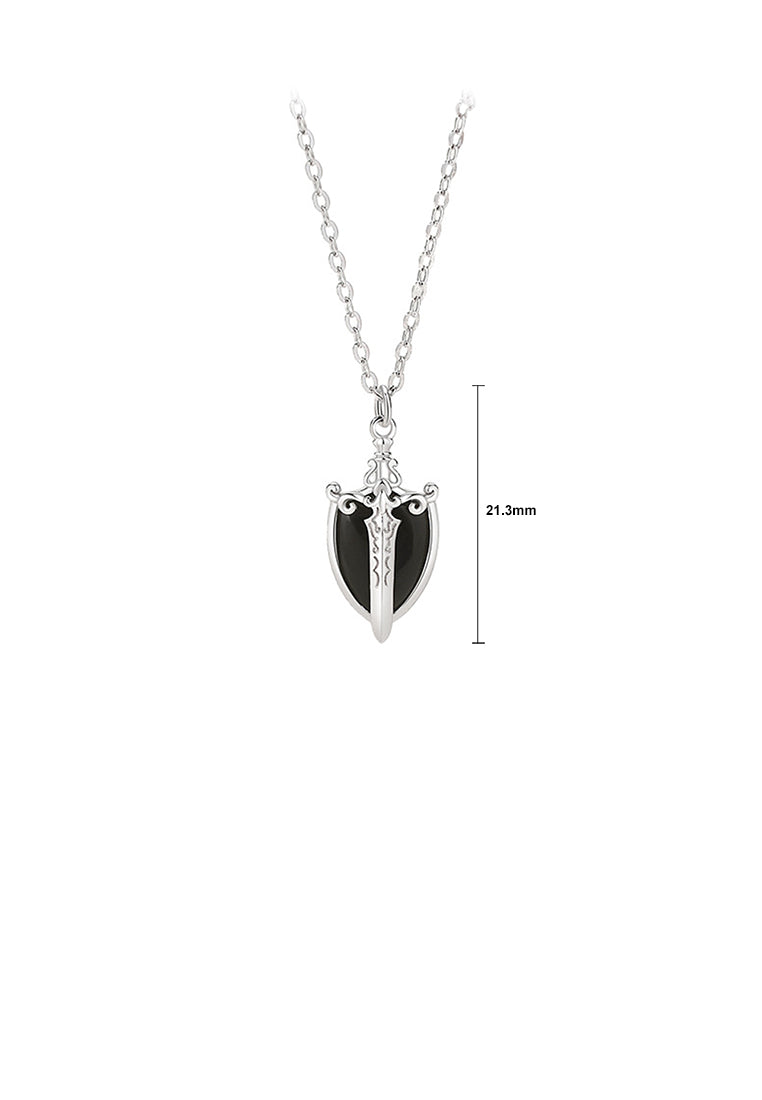 925 Sterling Silver Fashion and Creative Enamel Shield Knight Pendant with Necklace