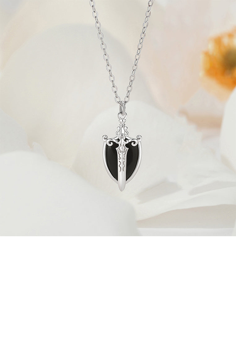 925 Sterling Silver Fashion and Creative Enamel Shield Knight Pendant with Necklace