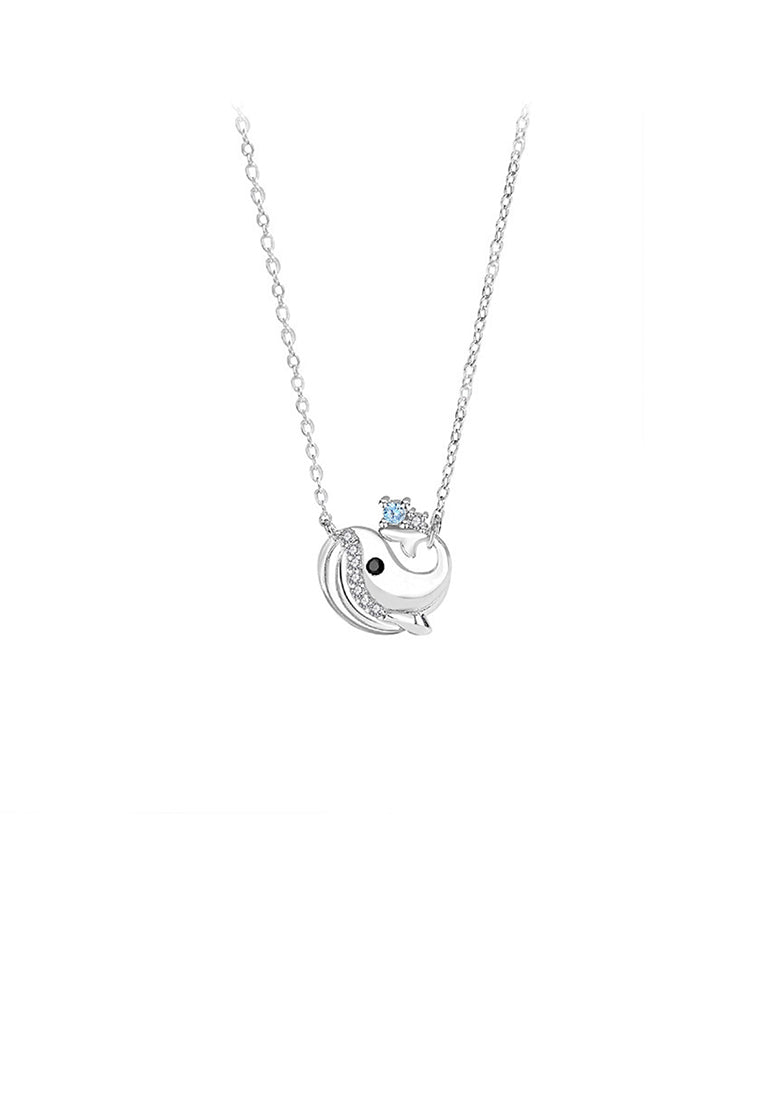 925 Sterling Silver Fashion and Creative Whale Pendant with Cubic Zirconia and Couple Necklace For Women - Luxurious Look