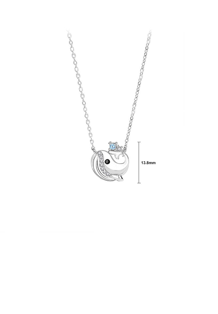 925 Sterling Silver Fashion and Creative Whale Pendant with Cubic Zirconia and Couple Necklace For Women - Luxurious Look