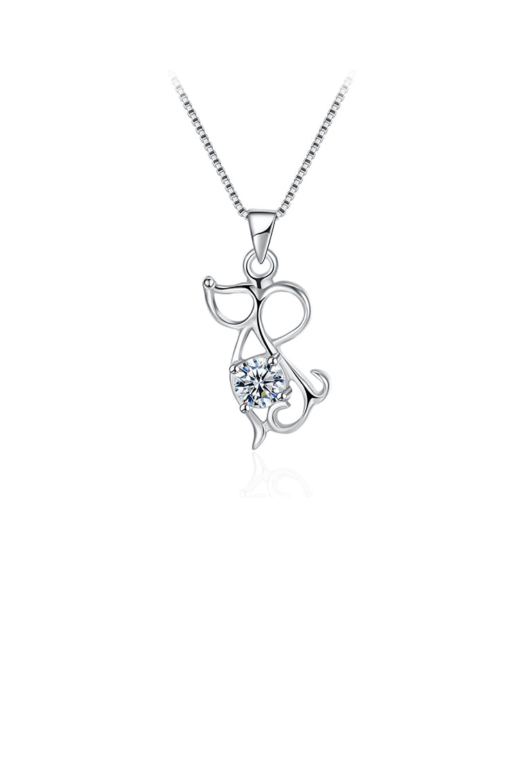 925 Sterling Silver Fashion Cute Chinese Zodiac - Mice Pendant Necklace with Cubic Zircon
