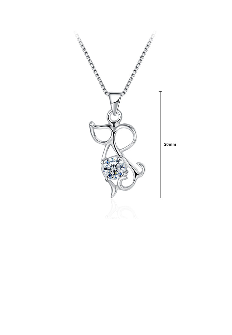 925 Sterling Silver Fashion Cute Chinese Zodiac - Mice Pendant Necklace with Cubic Zircon