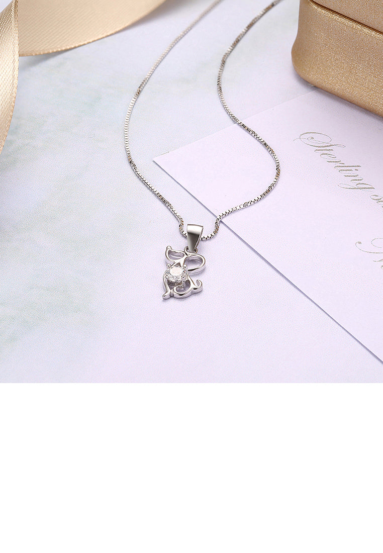 925 Sterling Silver Fashion Cute Chinese Zodiac - Mice Pendant Necklace with Cubic Zircon