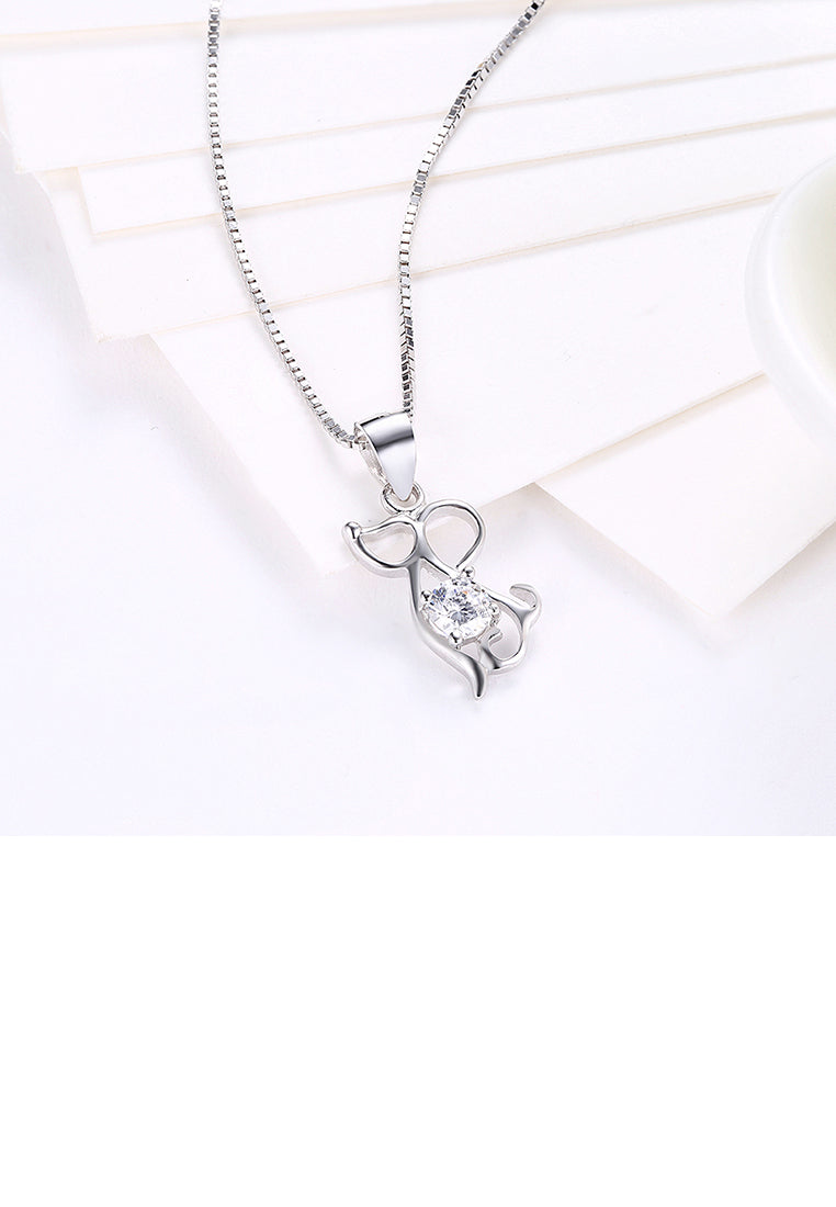 925 Sterling Silver Fashion Cute Chinese Zodiac - Mice Pendant Necklace with Cubic Zircon