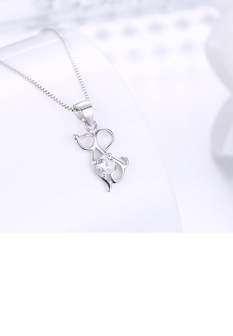 925 Sterling Silver Fashion Cute Chinese Zodiac - Mice Pendant Necklace with Cubic Zircon
