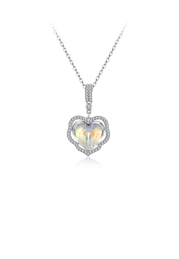 925 Sterling Silver Fashion Elegant Heart Pendant with Austrian Element Crystal and Necklace