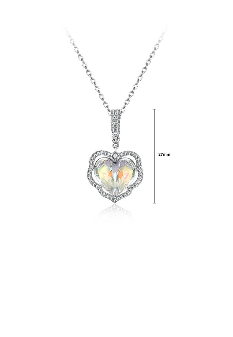 925 Sterling Silver Fashion Elegant Heart Pendant with Austrian Element Crystal and Necklace