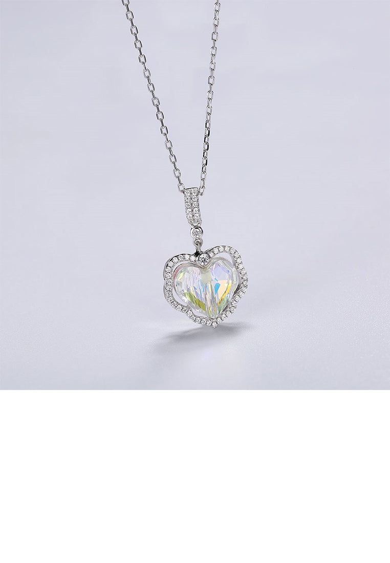 925 Sterling Silver Fashion Elegant Heart Pendant with Austrian Element Crystal and Necklace