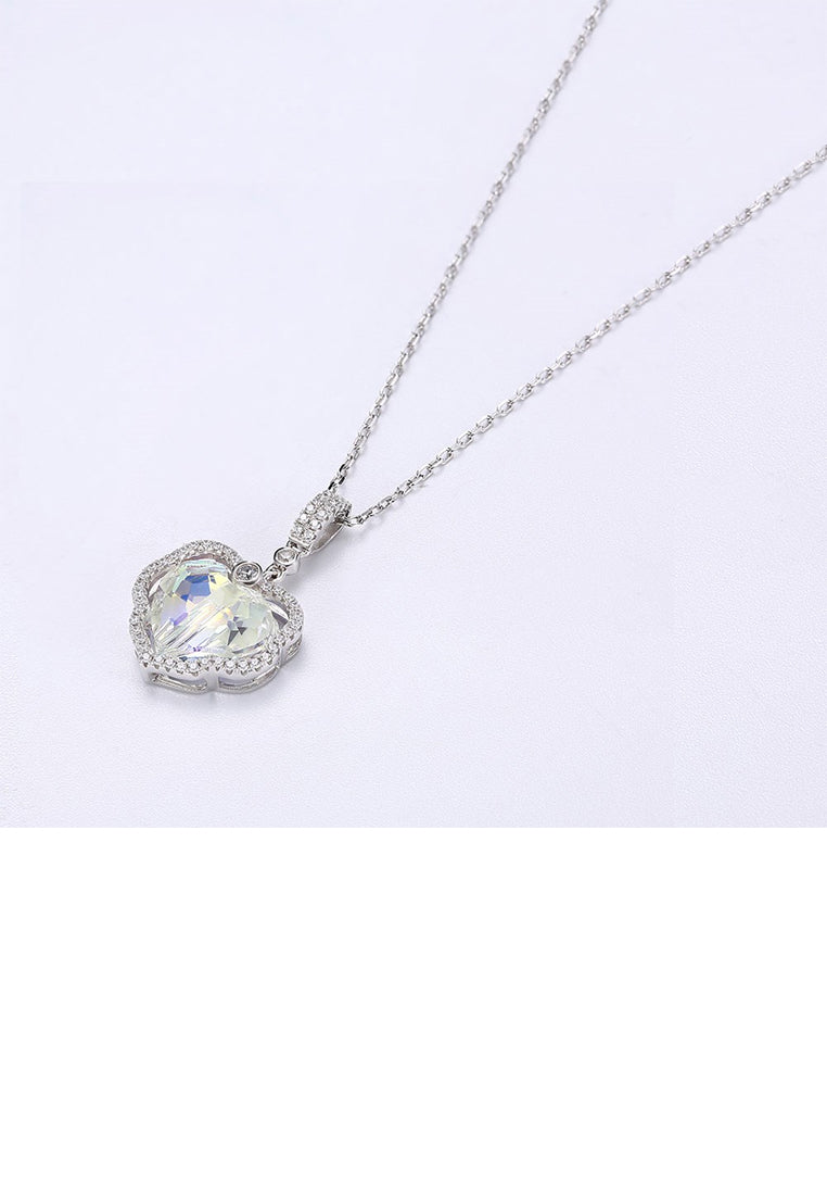 925 Sterling Silver Fashion Elegant Heart Pendant with Austrian Element Crystal and Necklace