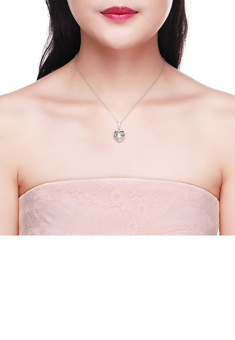 925 Sterling Silver Fashion Elegant Heart Pendant with Austrian Element Crystal and Necklace