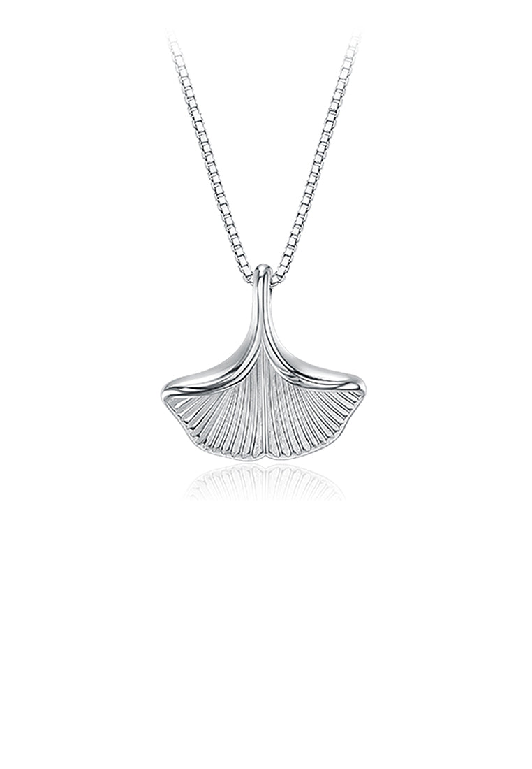 925 Sterling Silver Elegant Simple Fashion Ginkgo Leaf Glass Bead Pendant Necklace