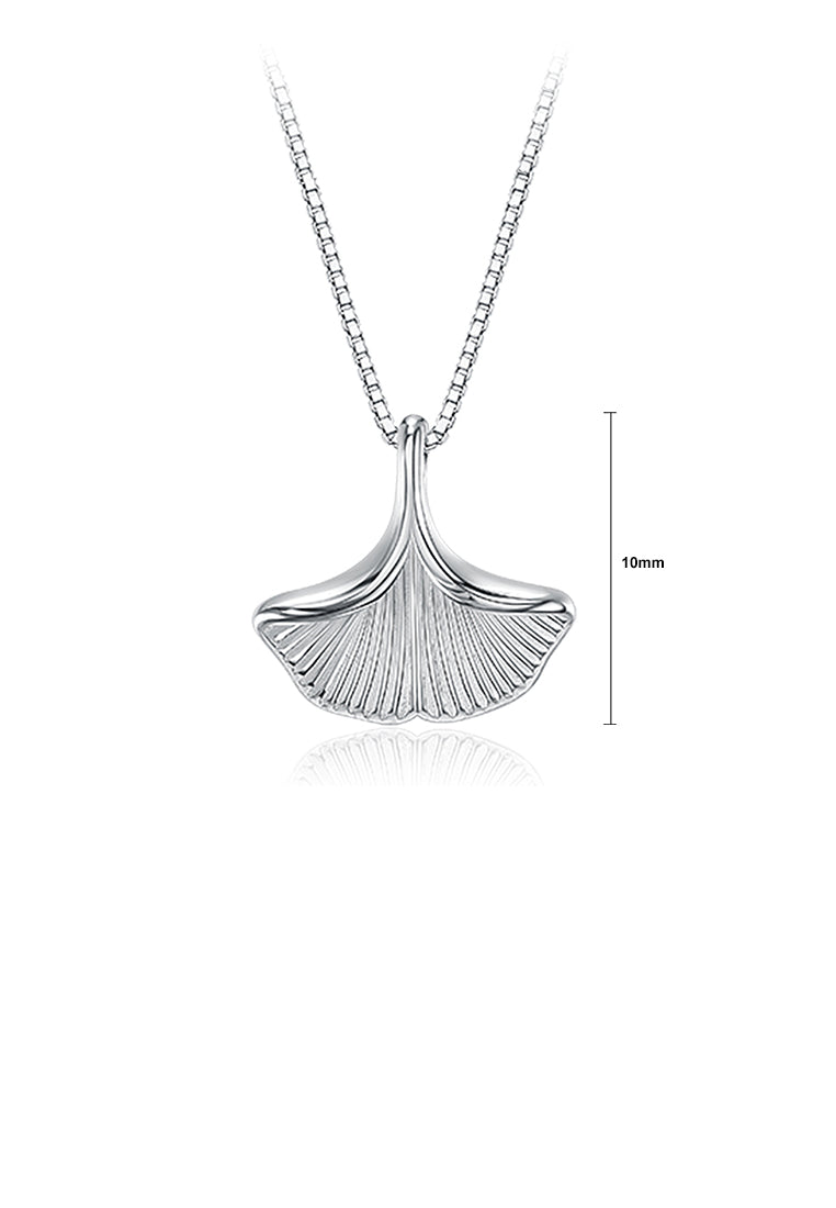 925 Sterling Silver Elegant Simple Fashion Ginkgo Leaf Glass Bead Pendant Necklace