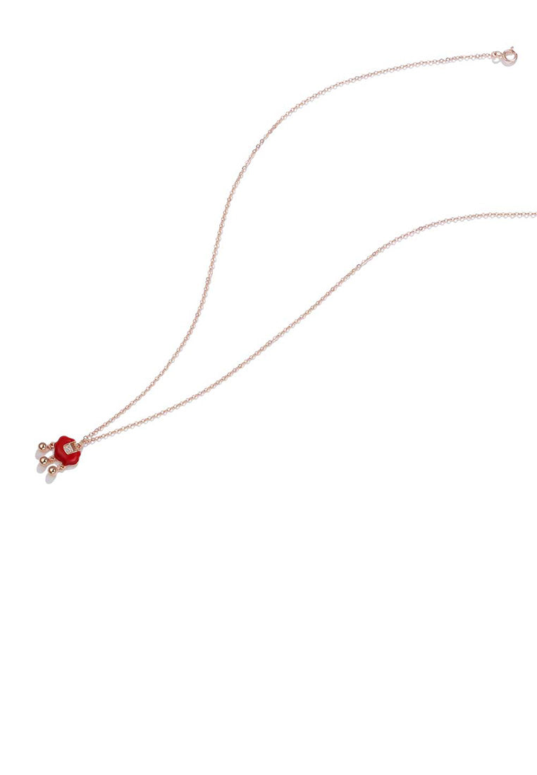 925 Sterling Silver Plated Rose Gold Fashion Ruyi Lock Bell Pendant with Necklace