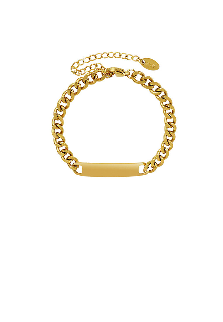 Fashion Simple Plated Gold 316L Stainless Steel Geometric Bar Chain Bracelet