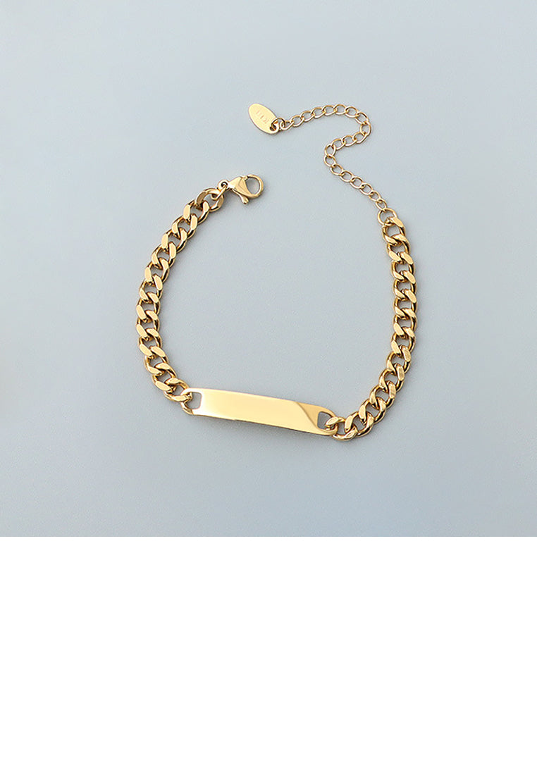 Fashion Simple Plated Gold 316L Stainless Steel Geometric Bar Chain Bracelet