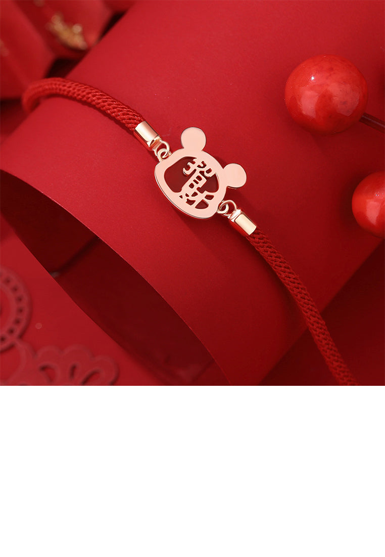 925 Sterling Silver Plated Rose Gold Simple Vintage Twelve Zodiac Mice Imitation Agate Bracelet