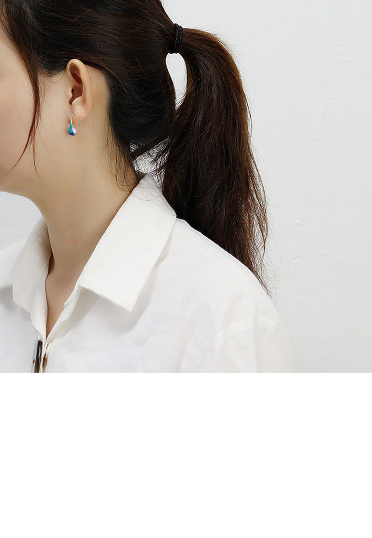 925 Sterling Silver Simple Creative Blue Geometric Freshwater Pearl Earrings - Luxurious Look