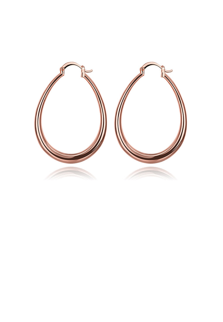 Simple Plated Rose Gold Geometric Oval Earrings