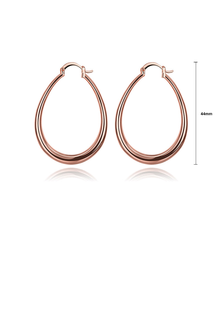 Simple Plated Rose Gold Geometric Oval Earrings
