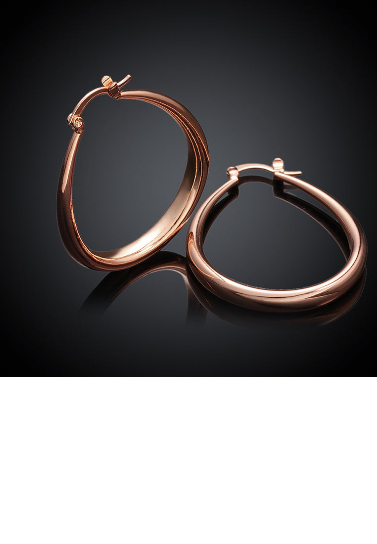 Simple Plated Rose Gold Geometric Oval Earrings