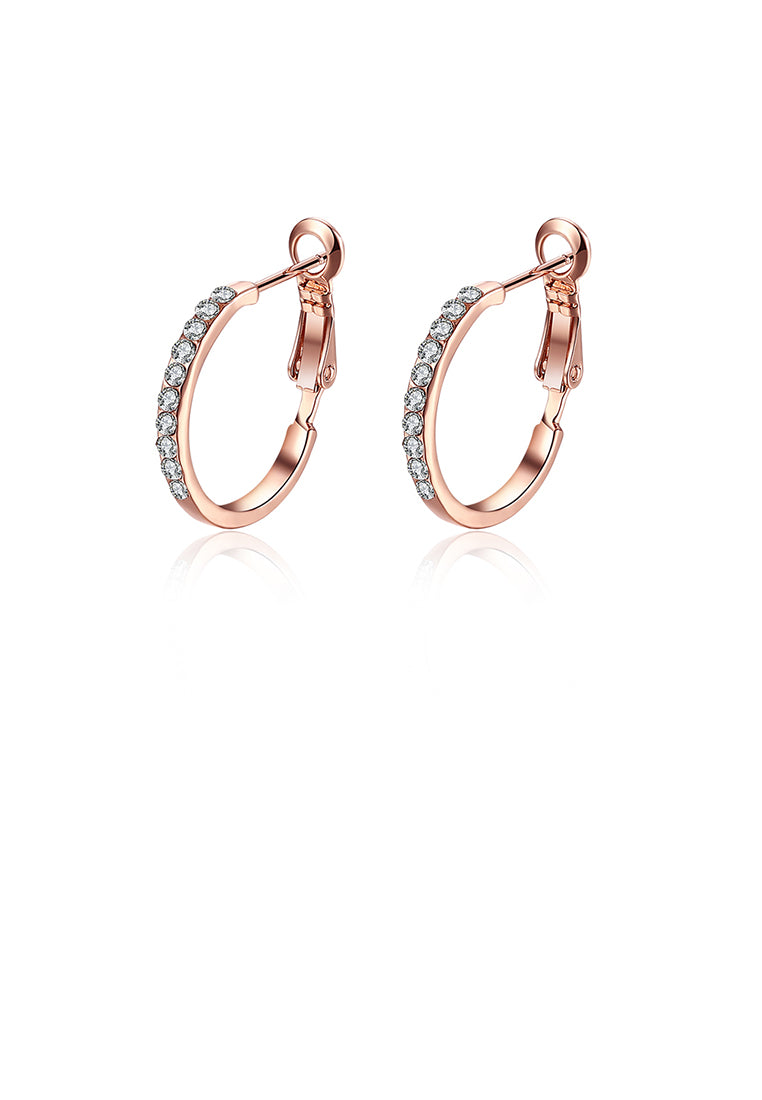 Simple Plated Rose Gold Round Earrings with Cubic Zircon