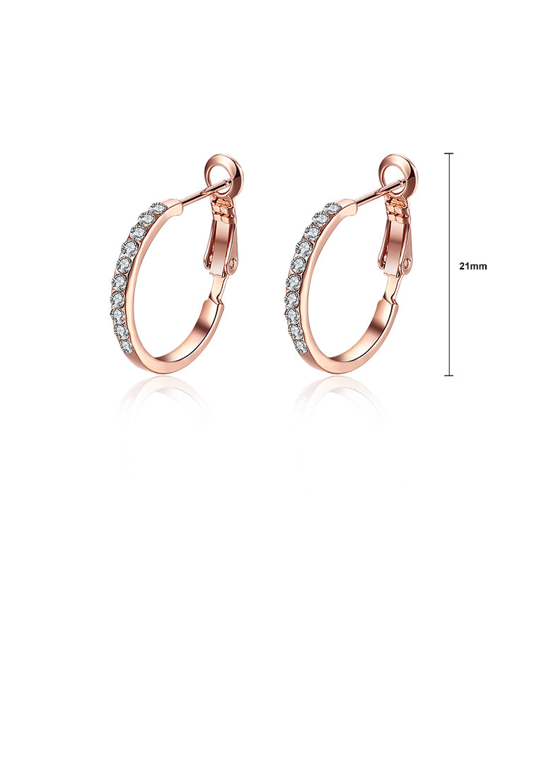 Simple Plated Rose Gold Round Earrings with Cubic Zircon
