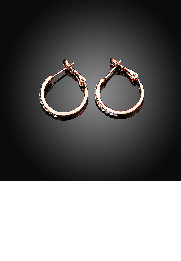 Simple Plated Rose Gold Round Earrings with Cubic Zircon