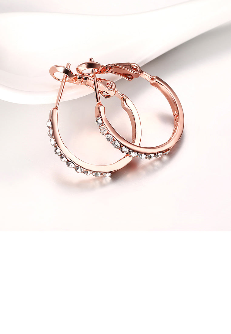 Simple Plated Rose Gold Round Earrings with Cubic Zircon