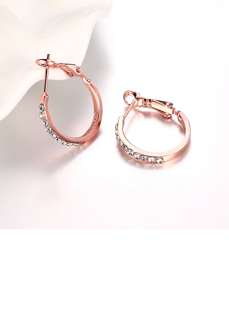 Simple Plated Rose Gold Round Earrings with Cubic Zircon