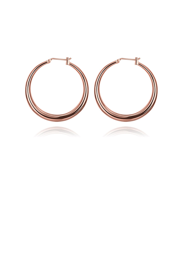 Simple Plated Rose Gold Circle Earrings