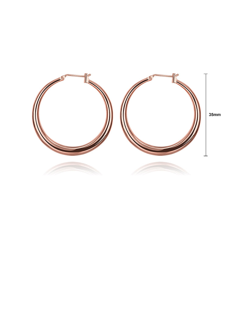 Simple Plated Rose Gold Circle Earrings