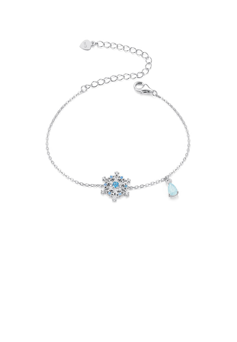 925 Sterling Silver Fashion Simple Snowflake Bracelet with Cubic Zirconia - Luxurious Look